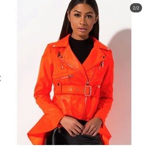 Orange peplum jacket reflector size medium